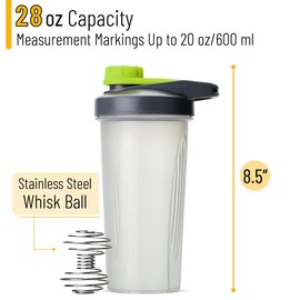 Mr. Pen- Shaker Bottles for Protein Mixes with Twist Cap, 28 oz, Gray/Green, Protein Shaker Bottle with Wire Whisk Ball, Mixer Bottle, Protein Shake Bottles, Protein Bottle, Protein Shake Bottle