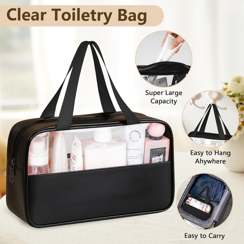 elzle Borse da Toilette Trasparente,Borsa Portatile per Trucchi,Necessaire da Viaggio