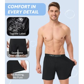DAVID ARCHY Men's Underwear Bamboo Rayon Mens Boxers Breathable Textured Knit Boxer Shorts Cooling Pajama Shorts 3 Pack(S,Black/Dark Blue/Dark Gray)