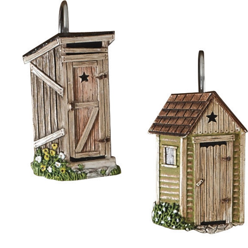 Park Designs Outhouse Shower Curtain Hooks | Decorative Rustic Bathroom