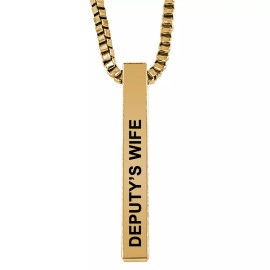 America's Front Line Deputy's Wife Gold Plated Pillar Bar Pendant Necklace Gift Mother's Day Christma