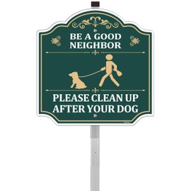1 Pack Clean Up After Your Dog Be A Good Neighbor Signs 12 x 12 Inches With Metal Stakes No Dog Poop Lawn Signs Sturdy Aluminum Weatherproof UV Protect Easy to Install Outdoor
