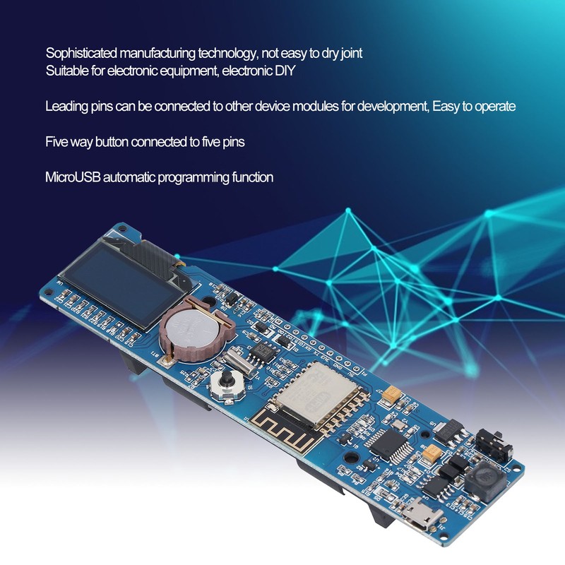 ESP8266 Clock Module Development Board with 0.96in OLED Display 18650