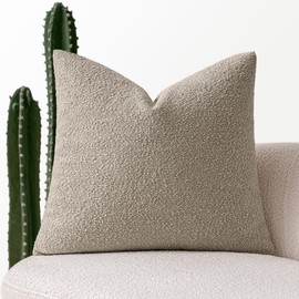 MIULEE Textured Boucle Throw Pillow Cover Light Brown Accent Solid Lumbar Pillow Case Decorative Soft Pack of 1 Couch Cushion Chair Sofa Bedroom Livingroom Home Decor,24x24 Inch