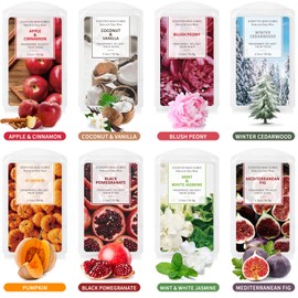 SCENTORINI Wax Melts, Scented Wax Melts, Vanilla & Coconut, Apple & Cinnamon, Pumpkin, Mint & White Jasmine, Winter Cedarwood, Black Pomegranate, Mediterranean Fig, 8x2.5 oz