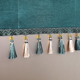 YUZHANGHE Fridge Dust Cover Front Load with Storage Pockets Washer Dryer Top Protector Anti-Slip Dryer Top Protector Mat 55In x 21In/ 140cm x 55cm Washing Machine Top Cover Tassels - Blue Green