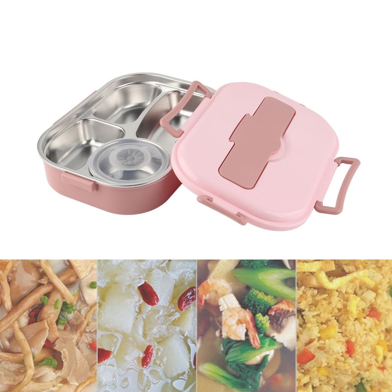 Stainless Steel Lunch Box, 4 GridContainers Portable Bento BoxProof Small