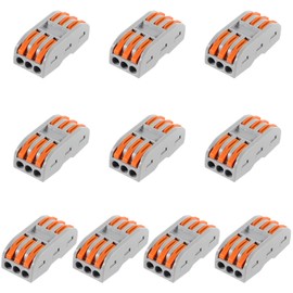 DIANN 10pcs Lever Wire Connectors 3 Circuit Inline Splices Electrical Wire Connector SPL-3 Lever Nuts Wire Connectors 28-12 AWG Quick Connect Splice Wire Connectors