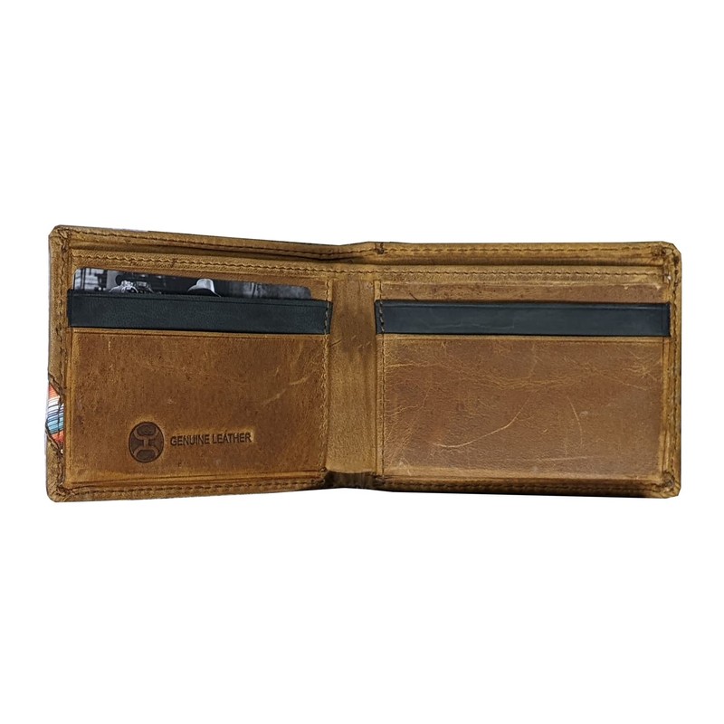 HOOEY Bi-Fold Leather Men's Wallet (Hands-Up - Sunset Serape)