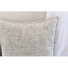 18x18 Pillow Covers for Couch Pillows Beige White & Black Set of 2, Decorative Soft Textured Cozy Chenille Cushions Covers, Modern Decorative Pillow Case Covers for Sofa Pillows