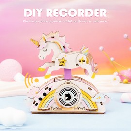 Kosmickiss 3D STEM Wooden Puzzles for Kids, 3D Wooden Models with Voice Recorder, Science STEM Building Kit Creative Craft Toys for Boys Girls Age 8-13 Years Education Birthday Gifts (Horse)