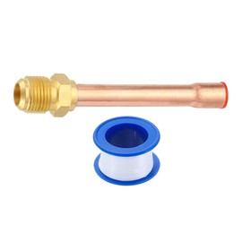 sourcing map Brass Pipe Fitting, 3/8 SAE Male Thread x 3/8" OD Flare Connector with Copper Tube for HVAC System Air Conditioner Refrigeration