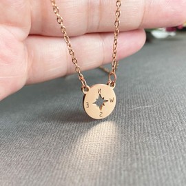 New Beginning Necklace, Graduation Gifts for Her, BFF, Long Distance, Friends Forever, Compass Necklace (Rose Gold), Metal