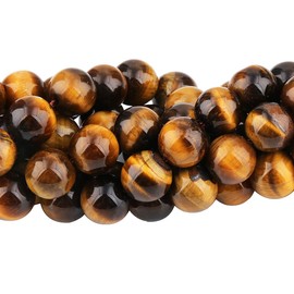 KYEYGWO Tiger's Eye Round Gemstones Loose Beads Strand 8 mm Energy Crystal Beads Healing Power for Jewellery Making DIY Handmade Craft Necklace Bracelet 38 cm Strand