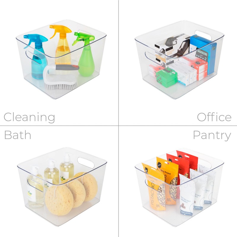 Smart Design Large Clear Storage Bin with Handles - 12.2"