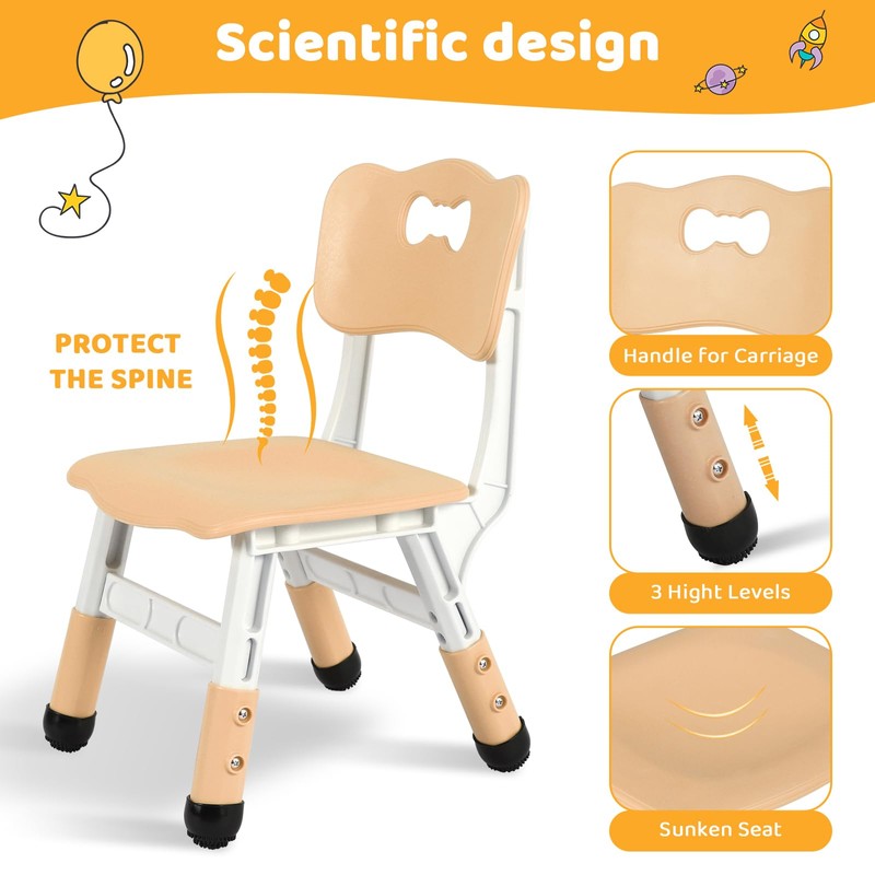 Arlopu Kids Table and Chairs, Height Adjustable Toddler Table and