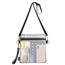 G4Free Clear Sling Bag Crossbody Mesh Purses for Women, Transparent Lightweight Chest Bag(White)