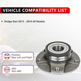 PEYU 512510 Rear Left or Right Wheel Bearing Hub for Dodge Dart 2013 2014 2015 2016 Wheel Bearing and Hub Assembly Replacement