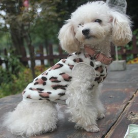 RIOSTUDIO Dog Vest, Puppy Sizes Available, Dog Clothes, Fall, Winter, XXS–XL, Fluffy, Spongy Fleece, Sleeveless, Tank Top, Extra-Small Sizes, Warm, Protection Against Cold, 22) Leopard Pattern, M