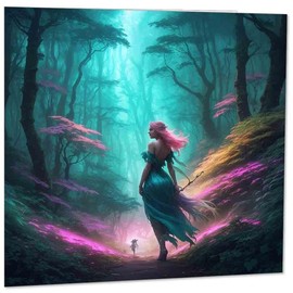 Woodland Fairy Greeting Card - Cute Pixie Forest elf fantasy 145mm x 145mm