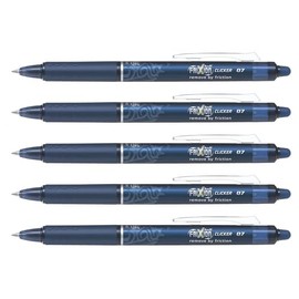 PILOT Frixion Ball Click 0.7 Rollerball Pens Pack of 5 Blue Black