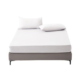 Fitted Sheet, All Seasons, Wrinkle Resistant, Sweat Wicking, Quick Drying, Fade Resistant, Elastic Band All Around, Bed Sheet, Mattress Cover, Antibacterial, Dust Mite Resistant, Family Size, 94.5 x 78.7 in (240 x 200 cm), Depth 11.8 in (30 cm), White