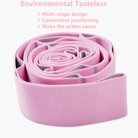 Elastic Stretch Band, Yoga Stretch Strap with 9 Loops, Fitness Stretch Band for Yoga, Pilates, Fitness, Stretching, Training, Dance, Pink