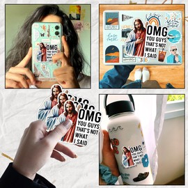 Pack 3PCS 3" - OMG You Guys That’s Not What I Said Sticker Funny Jesus Christian Religious Faith Waterproof Vinyl Stickers for Water Bottle Tumbler Helmet Car Laptop Phone Gift for Boy Girl Kid