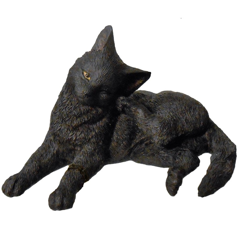 Veronese Design Black Cat Scratching Ear Mini Figurine