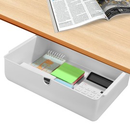 Cotepi Schublade unter Schreibtisch, Versteckte Schubladenbox, Selbstklebende Organizer, Selbstklebende Schublade, Versteckte Schubladenfach, Weiße Schreibtischschublade für Büro, Zuhause, Schule
