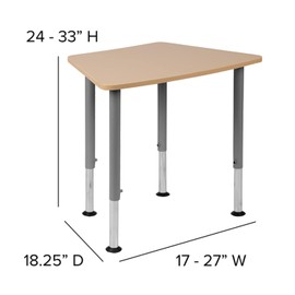 Flash Furniture Billie Hex Natural Collaborative Student Desk (Adjustable from 22.3" to 34") - Home and Classroom