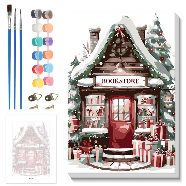 Skyboda Bookstore Paint by Numbers Kit for Adults Beginners with