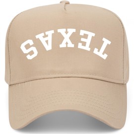 Texas Upside Down Reversed Vintage Trucker Hat | Premium Snapback Baseball Hat for Men & Women (US, Alpha, One Size, Khaki)