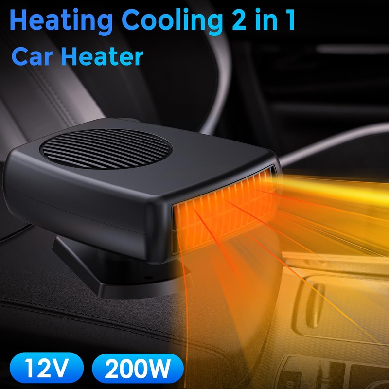 200W Portable Car Heater, 12 Volt Heaters for Cars, Auto