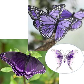 Crystal Rhinestone Butterfly Brooch Pin Blue Color Butterfly Brooches for For Women Girls Wedding/Banquet/Birthday Party (Purple-1)