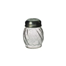 TOP KITCHEN 6 Ounce Glass Swirl Cheese Shaker, Crushed Red Pepper Shaker with Stainless Steel Slotted Lid