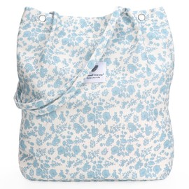 FloralGrace Flower Large Shoulder Bag Women, Cord Shoulder Bag, Tote Bag, Beach Bag, Cord Bag, Crossbody Bag, Shopper Tote Bag, Shopping Bag, Handbag, Shopper (Blue)
