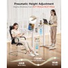 BIZUM Adjustable Bedside Table with Swivel Hidden Wheels Pneumatic Rolling