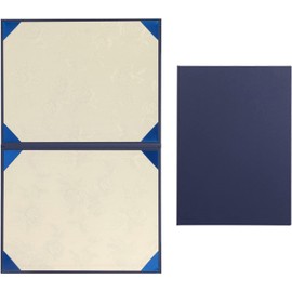 Tubbi Certificate/Document Cover Bi-fold Vertical/Horizontal Non-Padded Corner Ribbon - Navy Blue, Appreciation Card, Diploma, Passing Certificate, Restaurant Menu, Store Catalog, 2024 Edition