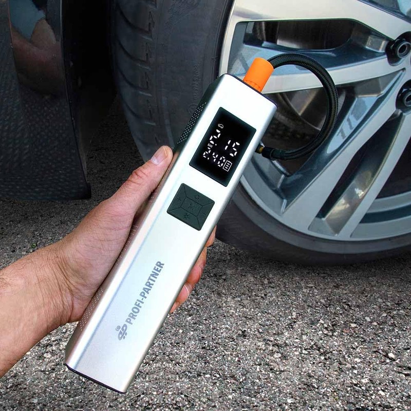 PROFI-PARTNER Akku Luftpumpe 150 PSI, Elektrischer Mini Kompressor für Auto,