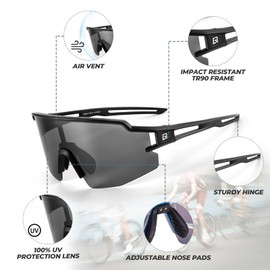 ROCKBROS Cycling Glasses Polarised Cycling Glasses for Men and Women Sports Glasses Outdoor Sports Windproof and Sand Bicycle Accessories Cycling Glasses Men