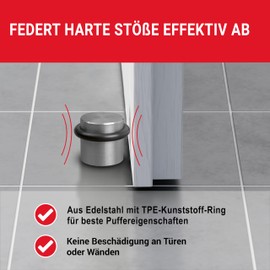 LouMaxx Door Stop Floor for Screwing - Set of 2 - Stainless Steel Floor Door Stopper - Door Stopper Floor Screws - Door Stopper Stainless Steel Floor - Door Stopper for Screwing Including Mounting