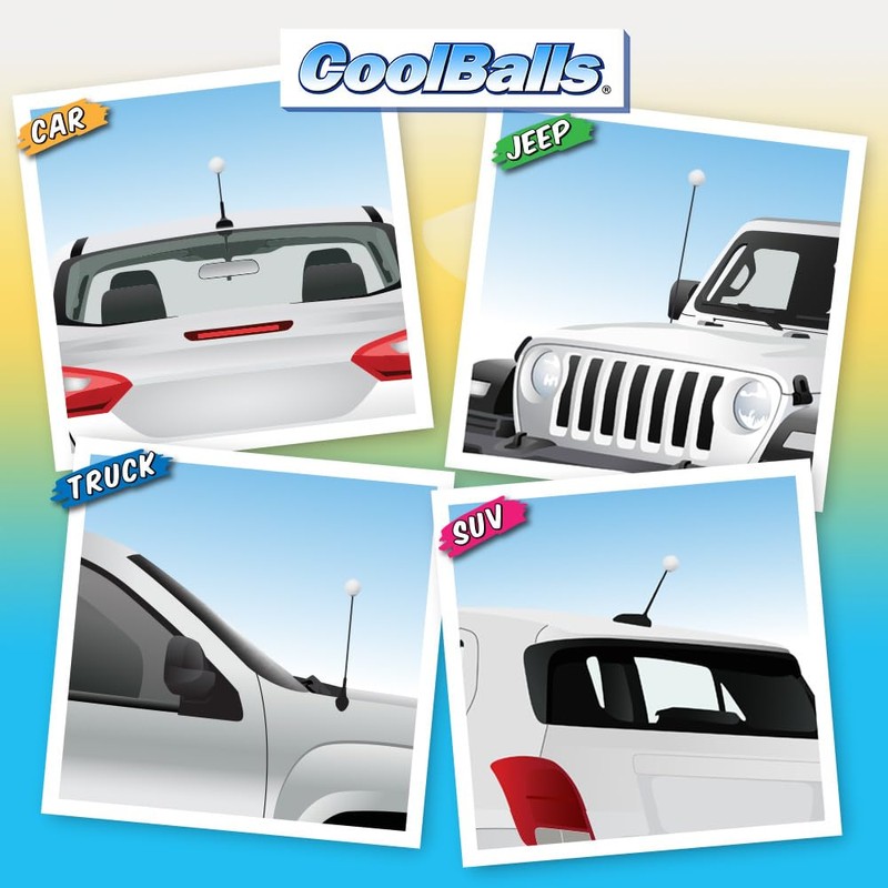 Coolballs Plain White Eva Foam Car Antenna Ball/Car Antenna Topper/Eva