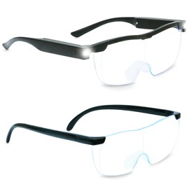 Magnifying Glasses with Light, LED Rechargeable Head Magnifier Glasses, Anti-blue light 180% Magnification with Dual LED Lights, Hands Free Magnifying Eyeglass for Reading, Close Work and Craft(Black)