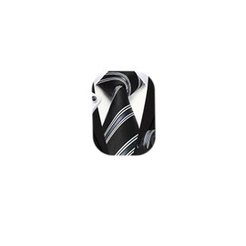 HISDERN Black Ties for Men Silk Striped Tie and Pocket Square Cufflinks Set Classic Formal Necktie Business Wedding Party