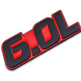 6.0L Metal Car Emblem Logo, 3D Badge Decal, Red/Black