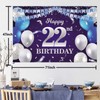Happy 22nd Birthday Banner Backdrop Navy Blue Balloons Confetti Stripe