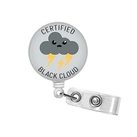 Certified Black Cloud Badge Reel, Funny Nurse Badge Pull, Respiratory Therapist, CNA, ID Badge Holder, Carabiner, Lanyard, Heavy Duty Badge #286