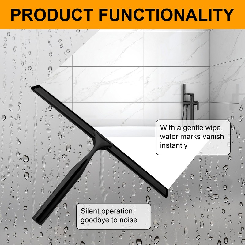 Black Stainless Steel Shower Squeegee, Squeegee Shower with 1 Metal