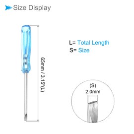CoCud Mini Slotted Screwdriver, 2.0mm Size 65mm Length, Carbon Steel Small Flat Head Screwdrivers with Anti-Slip Handle - (Applications: for Glasses, Watch or Laptop), 2-Pieces